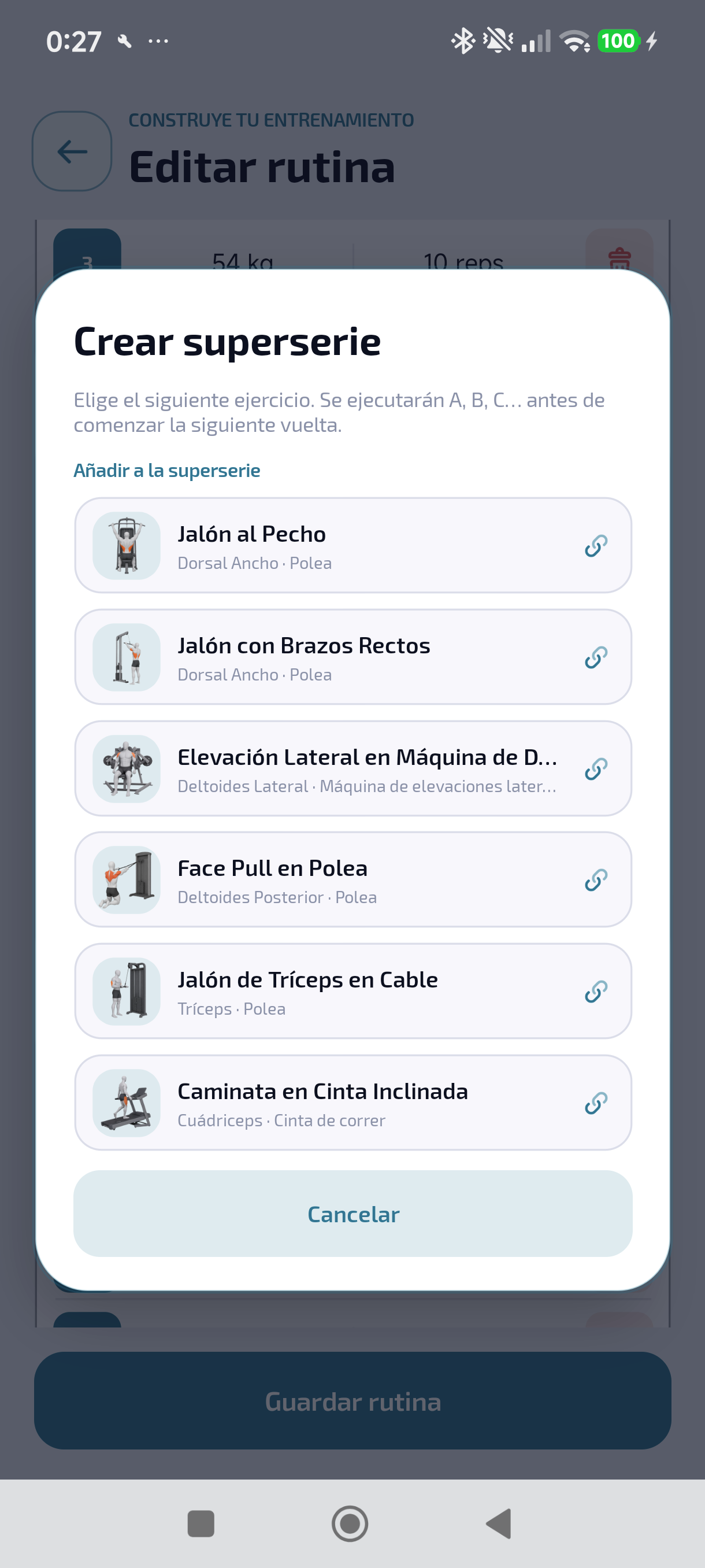 Elige el ejercicio que vas a alternar